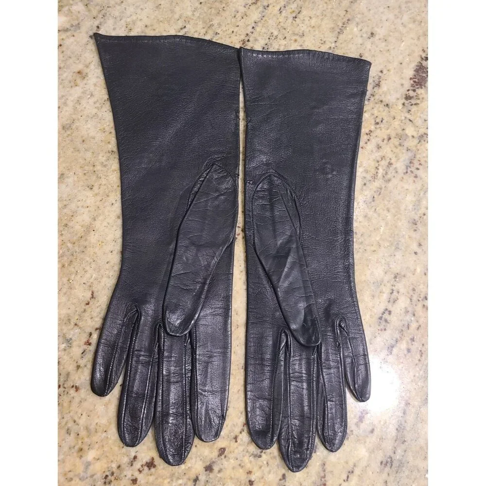 Vintage Womens Size S 6 Black Soft Leather 11